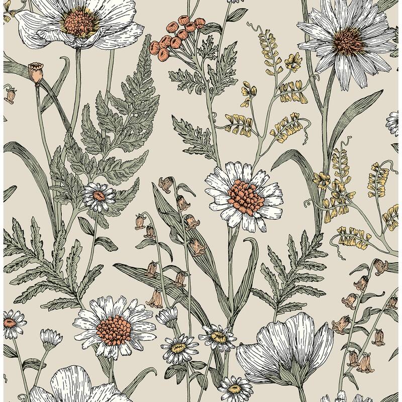Spring Meadow Cream Peel and Stick Wallpaper