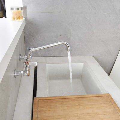 Wall Mount Kitchen Faucets,Chrome with Two Handles