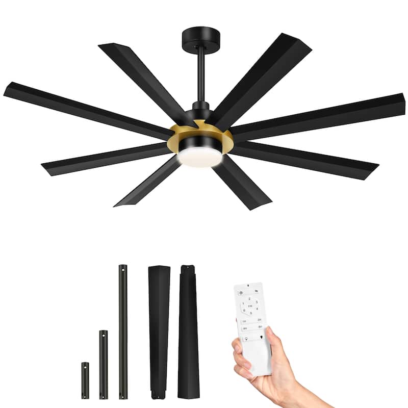 Moasis 8-Blade Large LED Ceiling Fan with Light and Remote Control