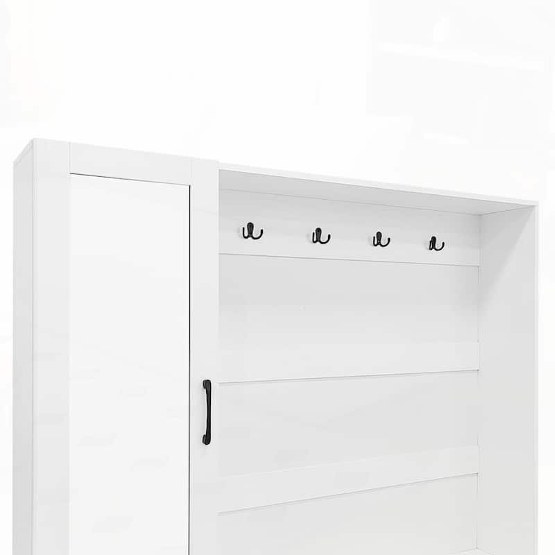 Entryway Bench with Integrated Shoe Cabinet