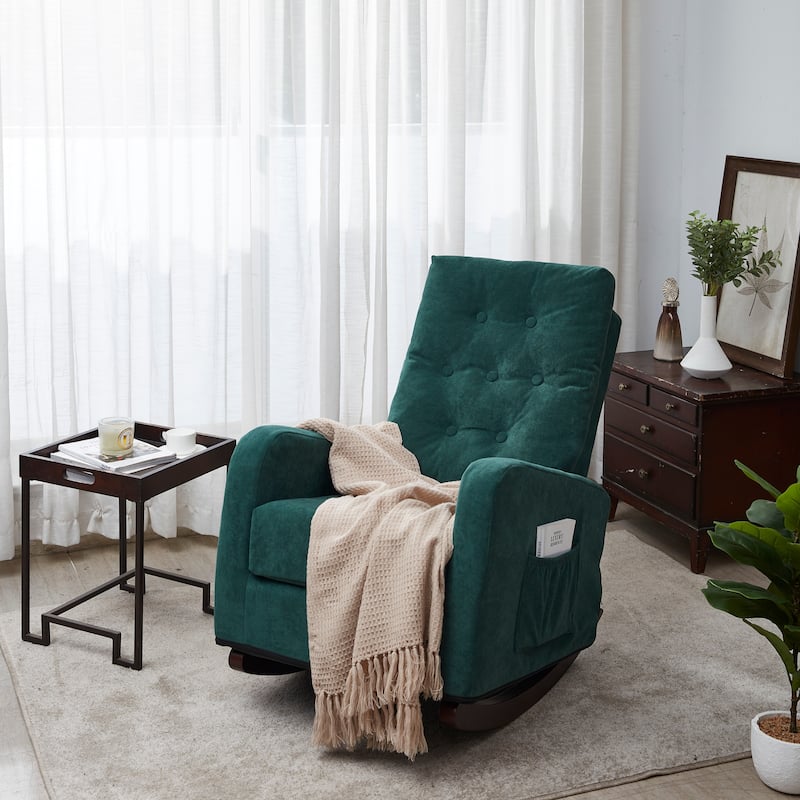 Upholstered Glider Rocking Chair with High Backrest