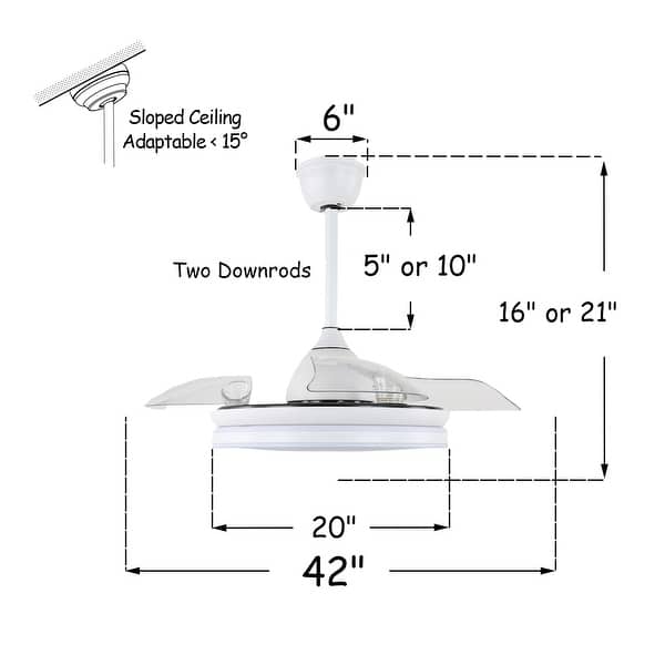 Oaks Aura 42In Modern Minimalist Drum Ceiling Fan with Invisible