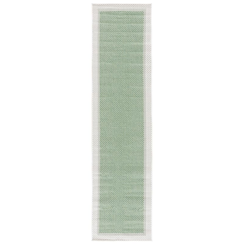 SAFAVIEH Bermuda Selfinaz Geometric Indoor/Outdoor Waterproof Rug - 2' x 8' Runner - Green/Ivory