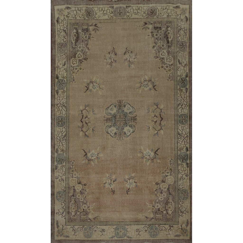Hand Knotted Oriental 100% Wool Carpet Transitional Medallion Brown Anatolian Area Rug - 9' 7'' X 6' 1''