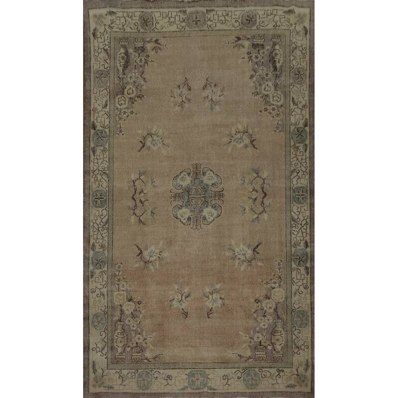 Hand Knotted Oriental 100% Wool Carpet Transitional Medallion Brown Anatolian Area Rug - 9' 7'' X 6' 1''