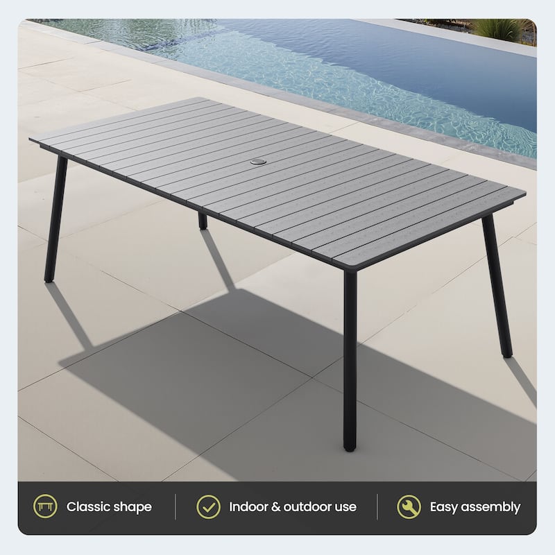 7/9-Piece Outdoor Patio Dining Set Aluminum Rectangular Dining Table and Folding Chairs