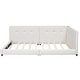 preview thumbnail 8 of 23, Upholstered Full Size Platform Bed with USB Ports, Linen Fabric, Sturdy Wood Daybed Frame, No Box Spring Needed, Beige
