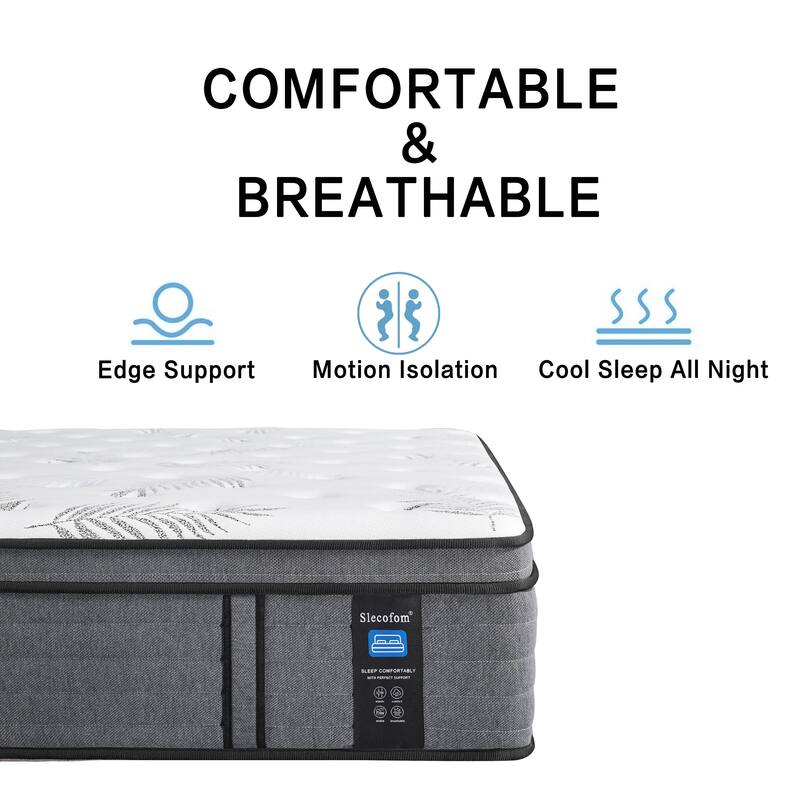 14-Inch Medium Euro Top Memory Foam and Pocket Spring Hybrid Mattress in a box