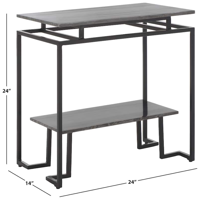 SAFAVIEH Malvina Single Shelf Rectangle Accent Table - 24" L x 14" D x 24" H - 24Wx14Dx24H - Monsoon Black Marble