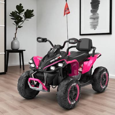 24V Kids Ride On ATV Quad with Remote Control, English Storytelling, Bluetooth, USB/MP3, Shock Absorber & Lights for Ages 3-12