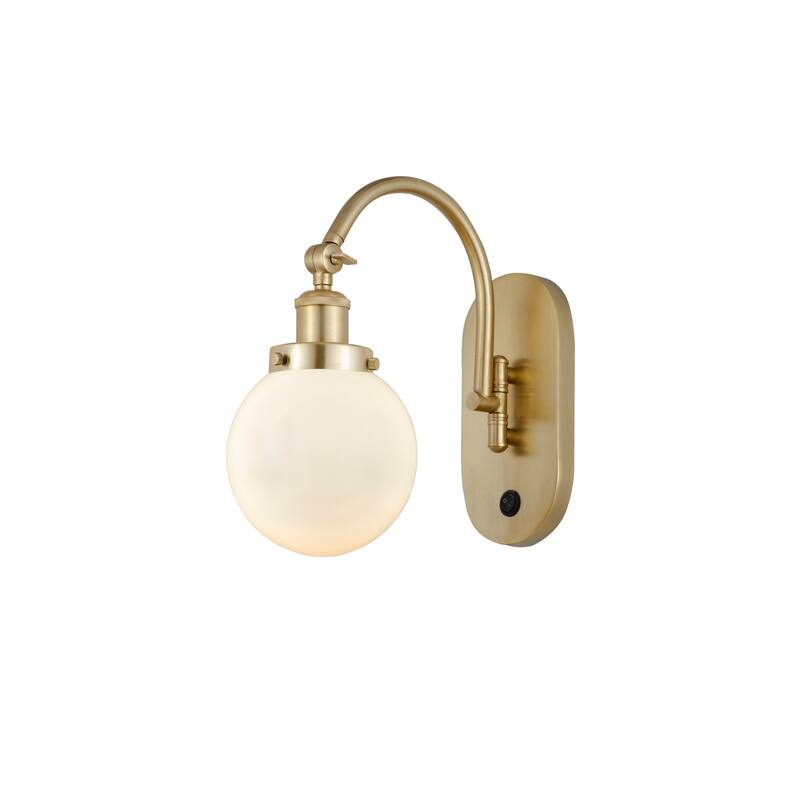 Innovations Lighting 918-1W-13-6 Beacon Sconce Beacon 13" Tall Wall - Satin Gold / Matte White