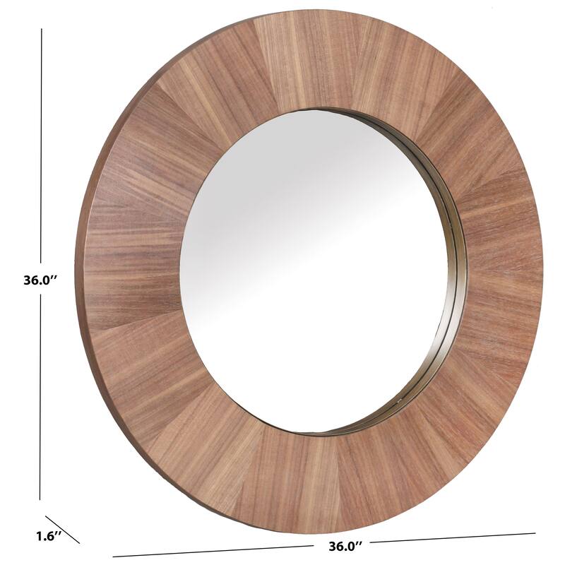 SAFAVIEH Couture Netta 36-inch Round Wood Mirror - 36"W x 1.6"D x 36"H