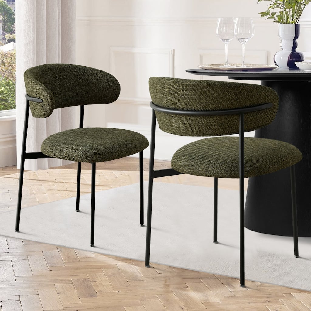 Upholstered Dining Chair With Metal Legs (Set of 2)