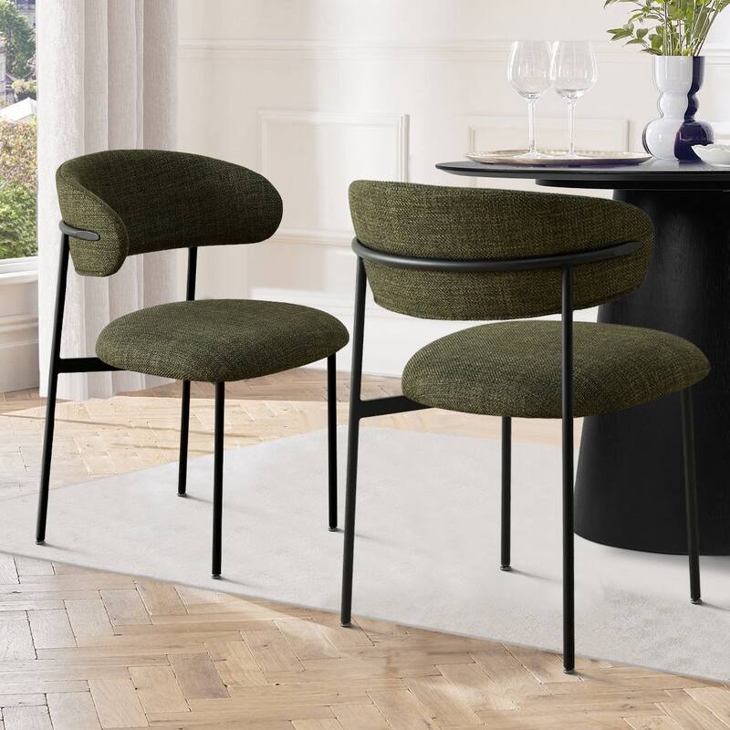 Upholstered Dining Chair With Metal Legs (Set of 2) - Green
