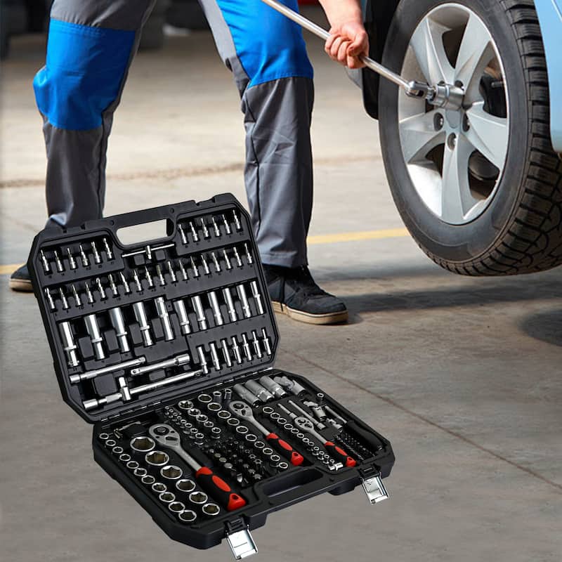 Universal Home Car Repair Tool Set, Socket and Ratchet Wrench Toolbox 171pcs