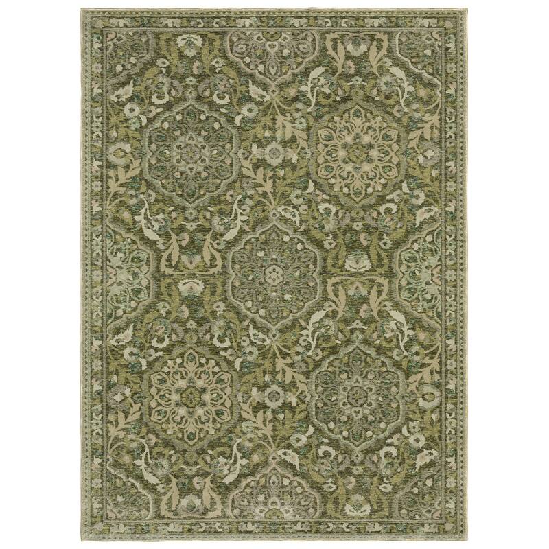 Style Haven Adalynn Vintage Medallions Green/Gold Area Rug - 6'7" x 9'6"