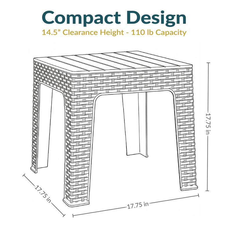 Sunnydaze 17.75" Square Outdoor Side Table - Beige