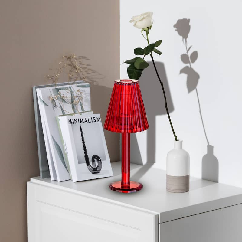 12 Inch Crystal Glass Candle Lamp with Stylish Glass Shade for Decor