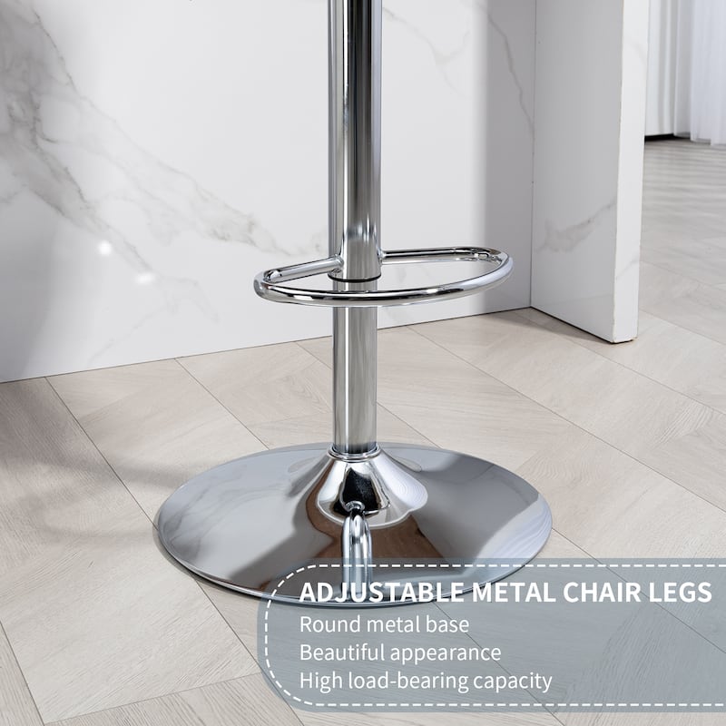360° Swivel Fabric Cover Bar Stools Set of 2, Adjustable Height Bar Accent Chairs with Woven Back and Silver Chromed Base
