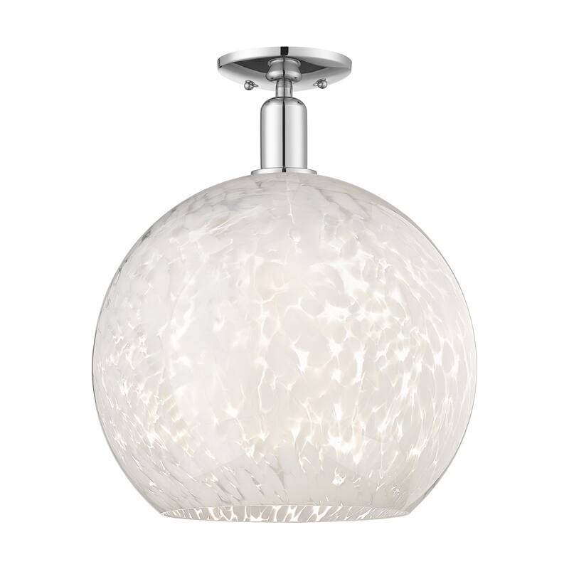 Innovations Lighting Endless Possibilities Arcadia - White Mouchette - 1 Light 14" Semi-Flush Mount - Polished Chrome
