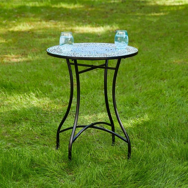Glitzhome Outdoor Metal Folding Bistro Set 3PCS Patio Table Chairs
