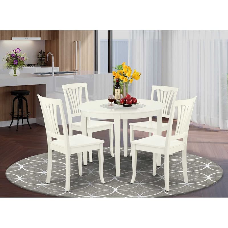 Retro Round Dining Set 5Pc - 42 Inch Table & 4 Chairs - Renaissance Style Kitchen Furniture