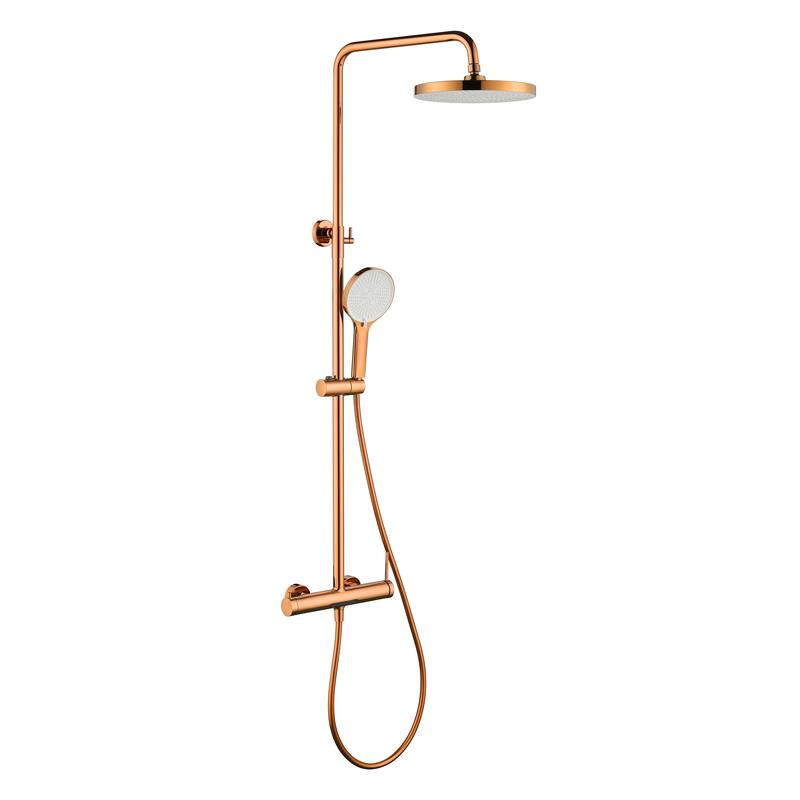Modland Wall Mount 3-Function Shower System with 10" Rainfall, 1.59GPM, Matte Black/Rose Gold/Chrome
