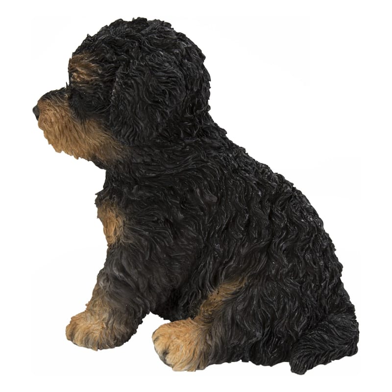 6.25" Sitting Black Baby Cavapoo Outdoor Garden Statue