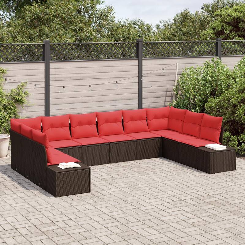 vidaXL 11 Piece Garden Sofa Set with Cushions - 135.4×82.3×27.2