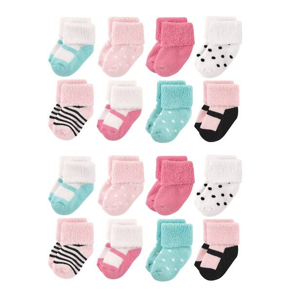 slide 1 of 1, Luvable Friends Baby Cotton Rich Terry Socks 16-Pack, Mint Pink Mary Janes Mint Pink Mary Janes - 0-6 Months