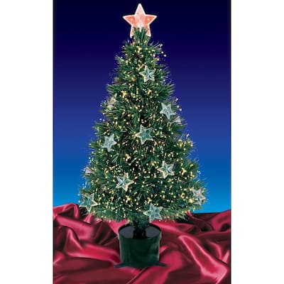 4' Potted Artificial Christmas Tree Stars Multicolor Lights - 4 Foot