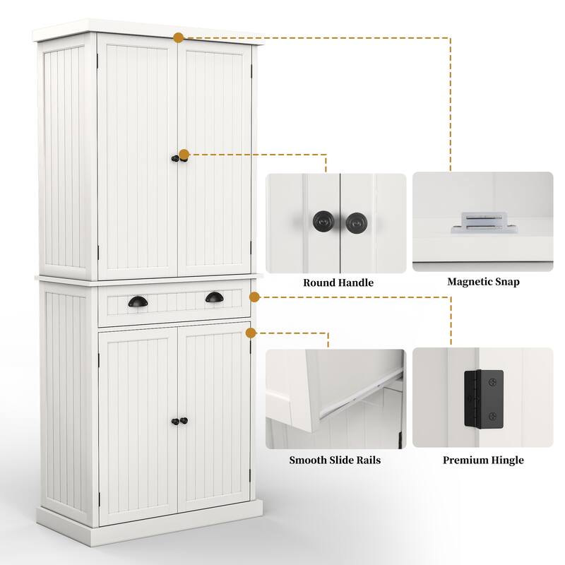 72" Kitchen Pantry with Large Drawer