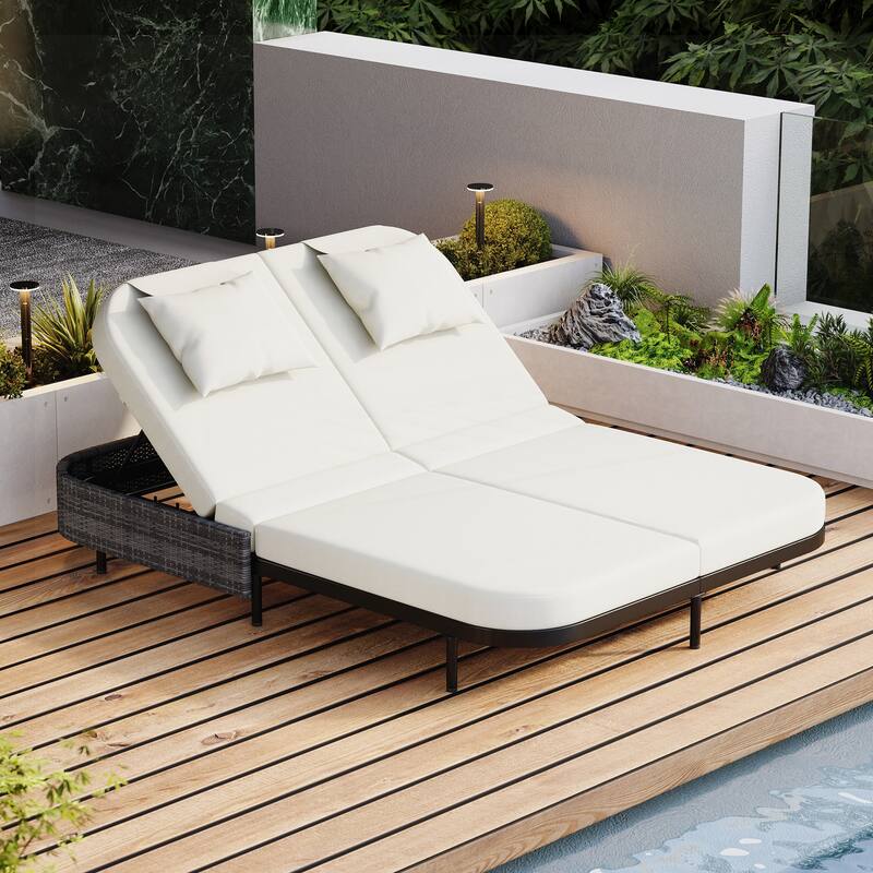 Iron Frame Outdoor Bed Loveseat - Black
