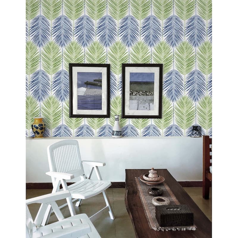 NextWall Two Toned Palm Peel and Stick Wallpaper
