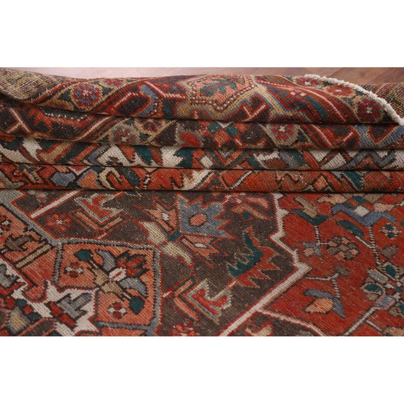 Hand Knotted Oriental 100% Wool Carpet Traditional Medallion Red Heriz Area Rug - 12' 8'' X 9' 9''
