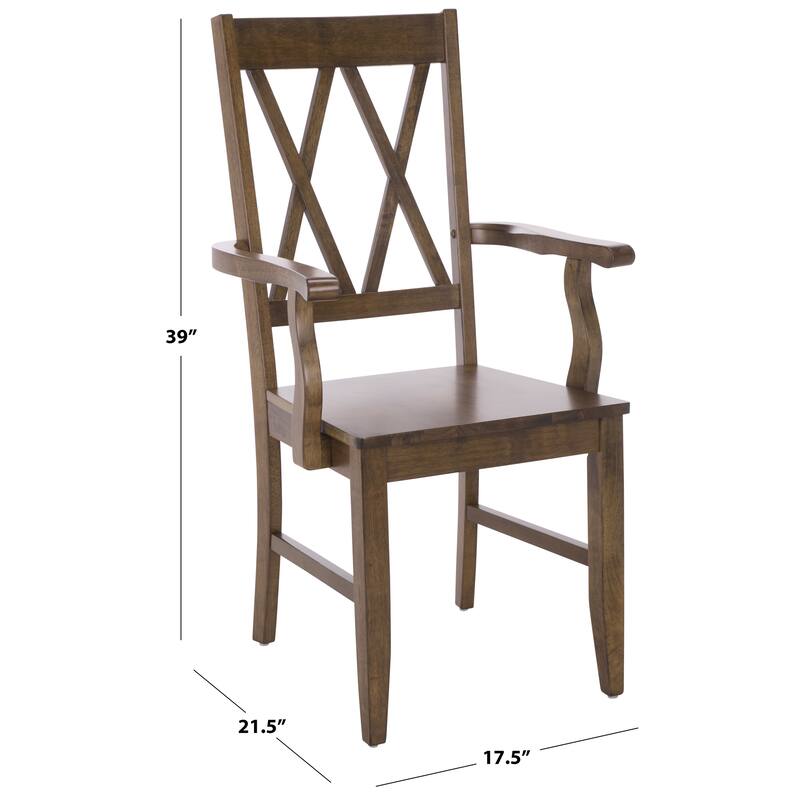 SAFAVIEH HOME Yelena Double X-Back Arm Chair - 18"W x 22"D x 39"H