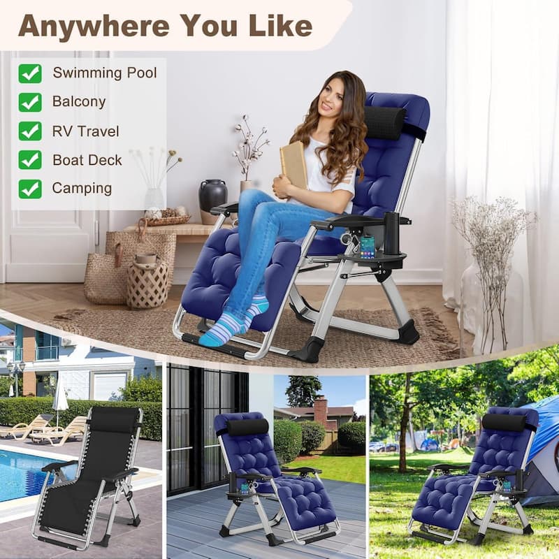 DoCred Zero Gravity Chair, Folding Lawn Chaise Recliner Lounge Chair