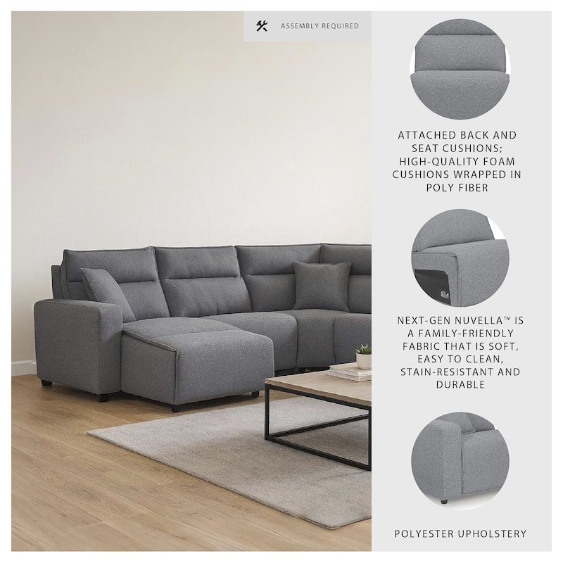 Signature Design by Ashley Modmax Ii Gray 6-Piece Reclining Sectional with Chaise and Audio Console - 143" W x 125" D x 41" H
