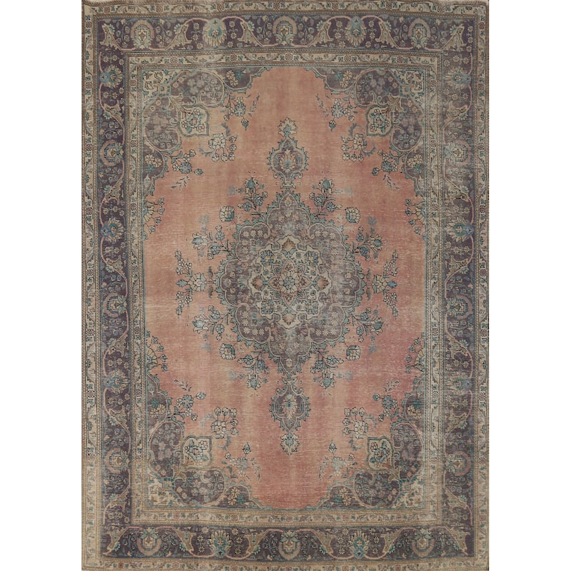 Medallion Tabriz Persian Area Rug Handmade Wool Carpet - 8'0" x 10'7"