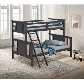Twin over Full Wood Bunk Bed w/ Angled Ladder - Bed Bath & Beyond ...