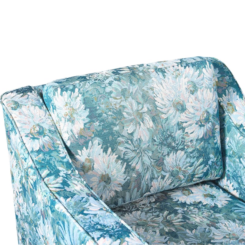 Patterned Linen Swivel Armchair Floral Accent Chair for Living Room