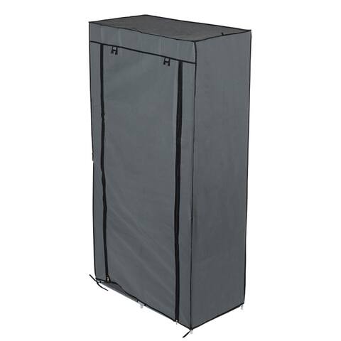 6 Tier Portable Multi- Purpose Closet Organizer and Hanging Rod, Grey