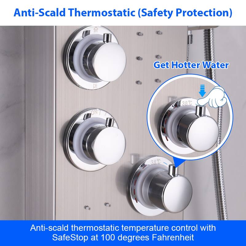 55 in. LED Shower Panel System with Thermostatic in Brushed Nickel