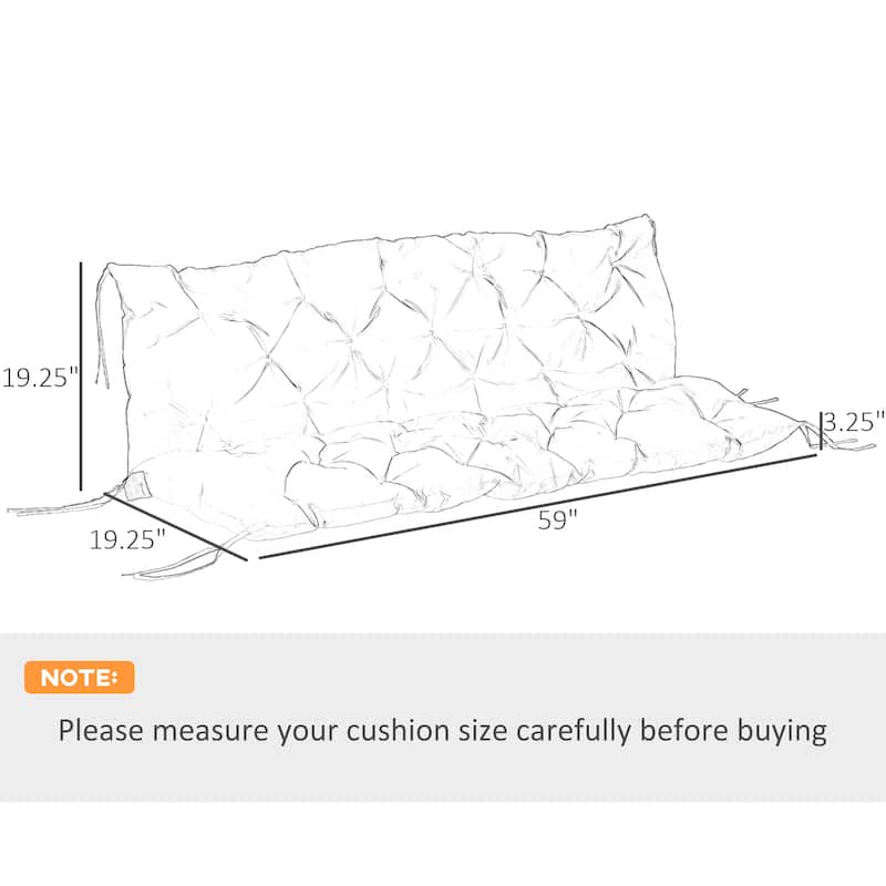 Outsunny 3 Seater Outdoor Seat Pads Bench Swing Chair Replacement Cushions Backrest for Patio Garden