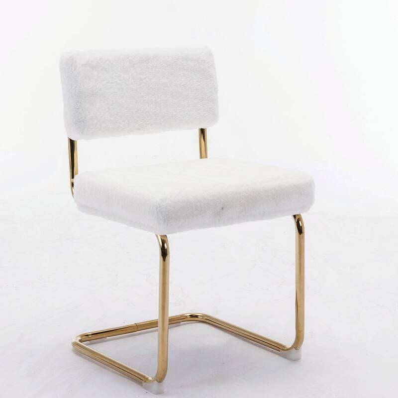 Modern Corduroy Dining Chairs - Gold Metal Base - Armless - Channel Tufting - Set of 2