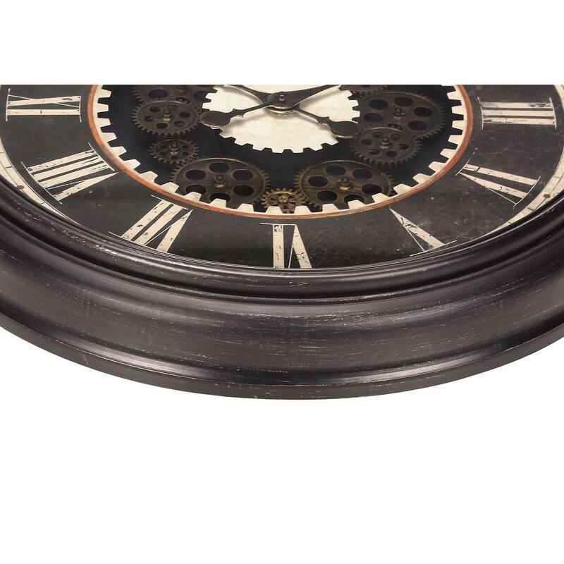 23 in Gear Mechanism Brown Classic Wall Clock - 22.75 in