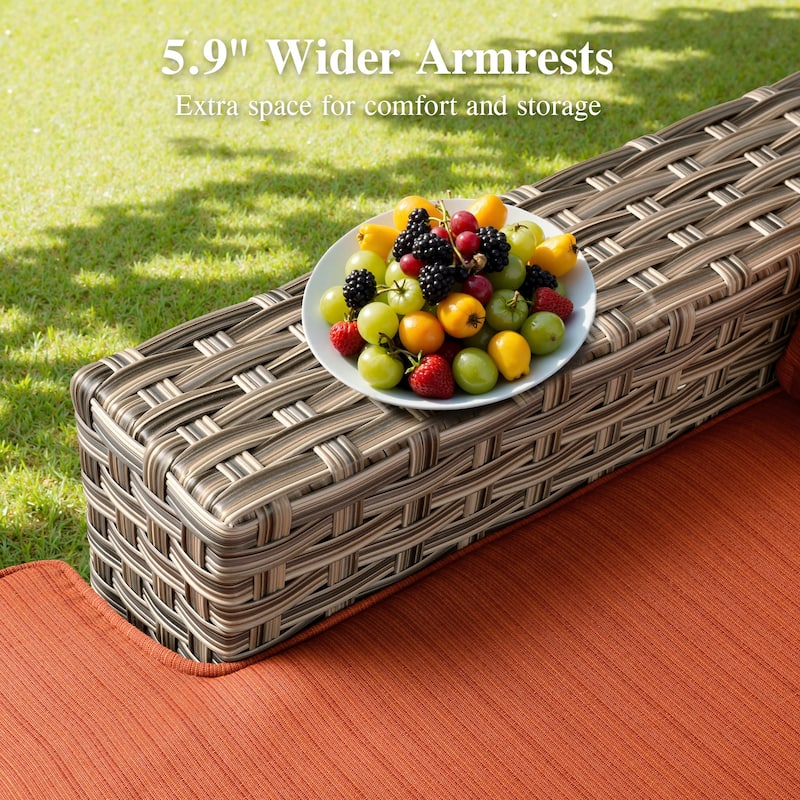 OVIOS 10 Pieces T shaped Seat Wide Armrest Swivel Chair Set With Solar-Powered Table&Fire Pit
