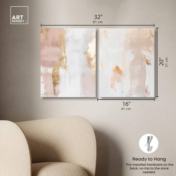 Blush & Gold Luxe Wall Decor Set of 2 Wrapped Canvas Print by Art ...