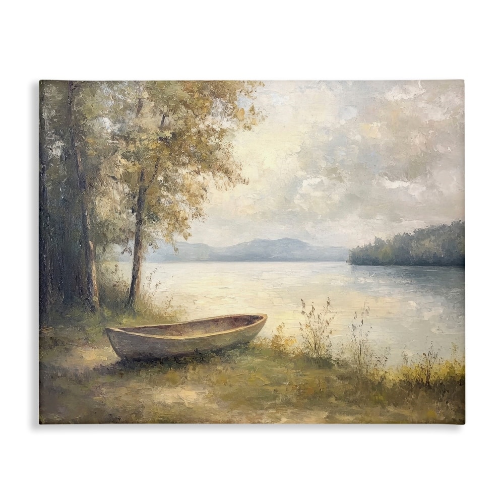 Stupell Boat at Lake's Edge Canvas Wall Art Design By Petal Prints Design