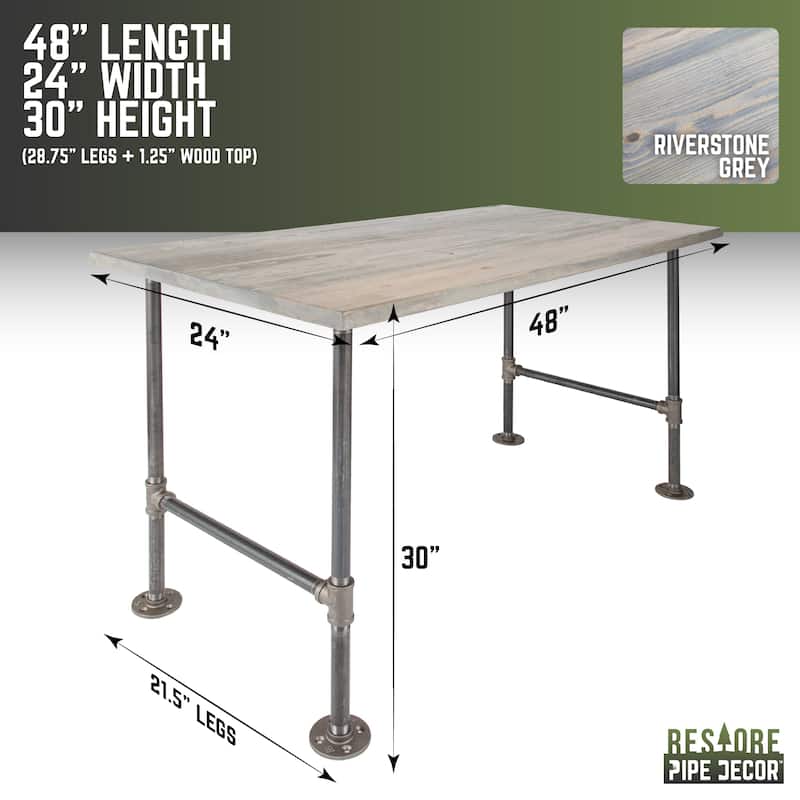 PIPE DECOR Solid Reclaimed Wood Desk with Authentic Industrial Pipe Legs
